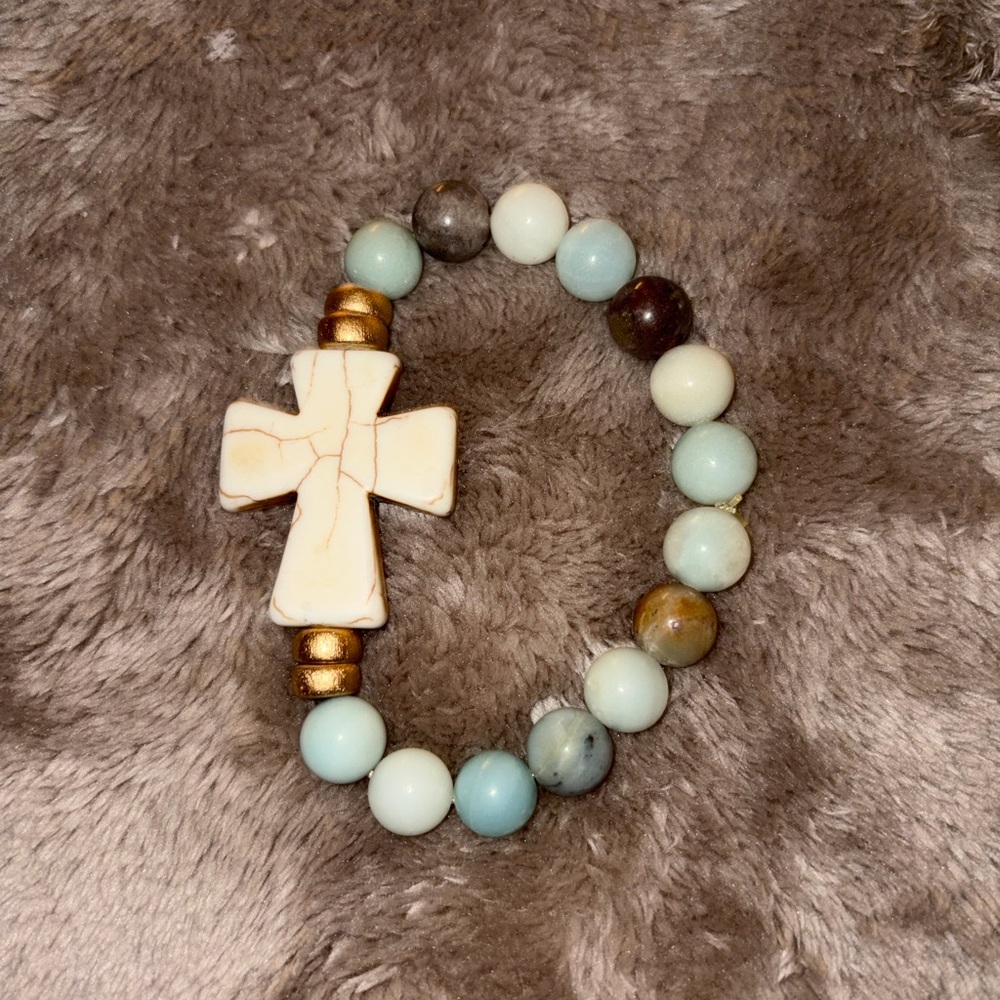 Beaded Bracelet with Cross Charm